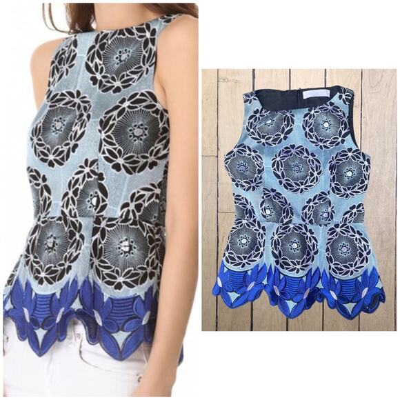 THAKOON ADDITION Floral Embroidered Peplum Top Size 4 - Picture 1 of 10